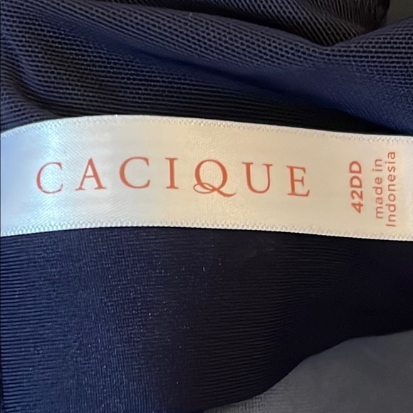 NWT CACIQUE Navy Blue MODERN LACE Lightly Lined T-SHIRT Underwire BRA 42DD - Picture 2 of 7